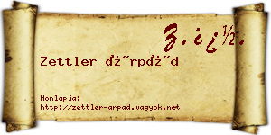 Zettler Árpád névjegykártya